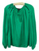 Jay Godfrey Size 6 Green Silk Long Sleeve Cut Outs Front Tie Top Green / 6