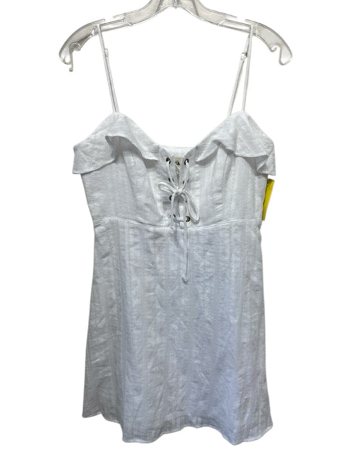 Show Me Your Mumu Size Large White Cotton Spaghetti Strap Lace Up Front Dress White / Large
