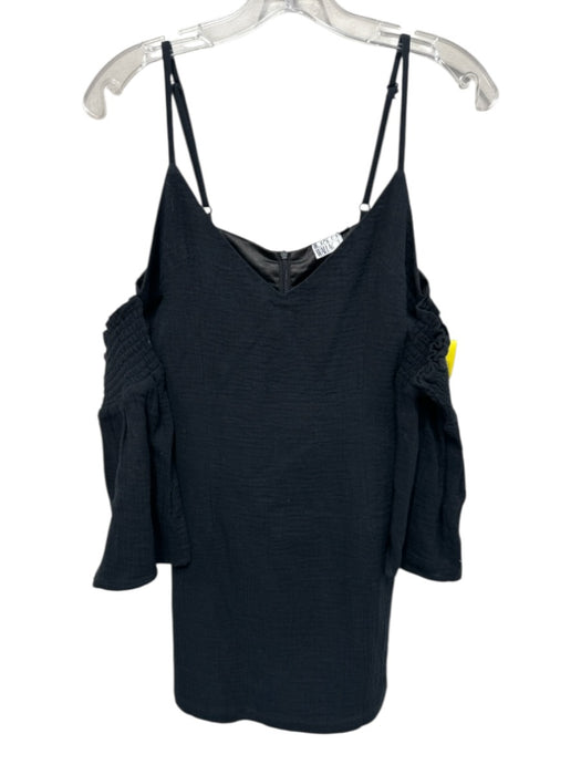House of Wallace Size S Black Cotton Gauze Spaghetti Strap Cold Shoulder Romper Black / S
