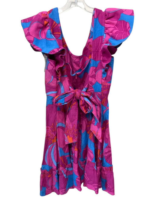 Tuckernuck Size S Purple & Blue Linen Blend Botanical Sleeveless Back Zip Dress Purple & Blue / S