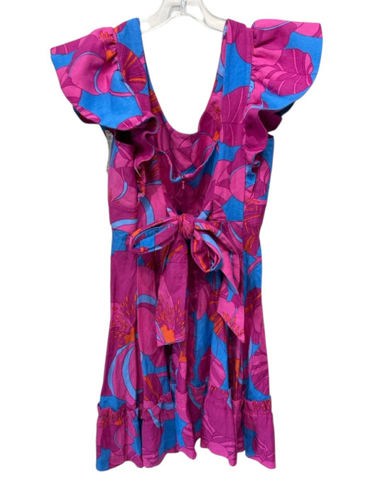 Tuckernuck Size S Purple & Blue Linen Blend Botanical Sleeveless Back Zip Dress Purple & Blue / S
