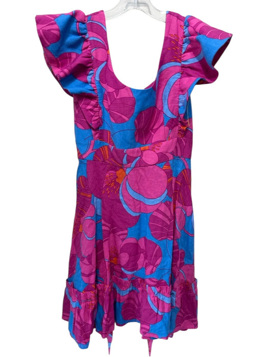 Tuckernuck Size S Purple & Blue Linen Blend Botanical Sleeveless Back Zip Dress Purple & Blue / S