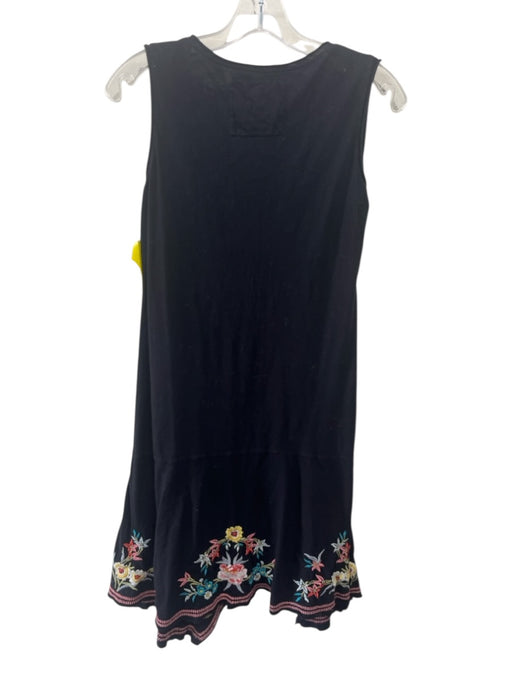 Johnny Was Size XS Black & Multi Cotton Floral Embroidered Sleeveless Dress Black & Multi / XS
