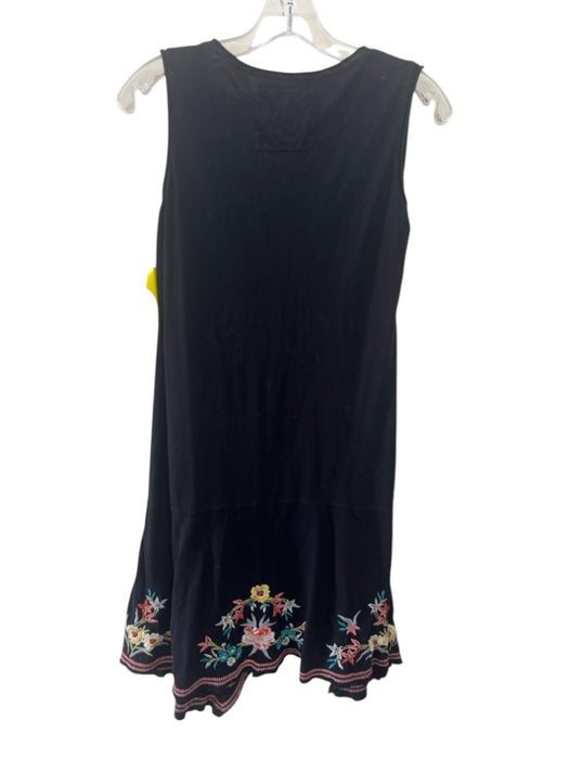 Johnny Was Size XS Black & Multi Cotton Floral Embroidered Sleeveless Dress Black & Multi / XS