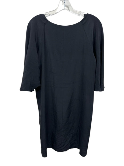 Amanda Uprichard Size M Black Silk Short flutter sleeve V Neck Mini Dress Black / M