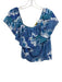 Ramy Brook Size M White & Blue Polyester Geometric Print Off Shoulder Top White & Blue / M