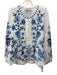 Johnny Was Workshop Size L White & Blue Cotton Floral Embroidered Top White & Blue / L