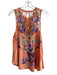 Free People Size M Orange & Multi Lyocell blend Lace Detail Button Back Top Orange & Multi / M