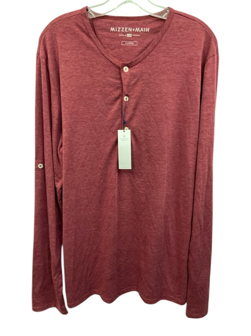Mizzen + Main NWT Size XL Dark Red Polyester Henley Men's Long Sleeve Shirt Dark Red / XL