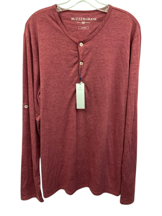 Mizzen + Main NWT Size XL Dark Red Polyester Henley Men's Long Sleeve Shirt Dark Red / XL