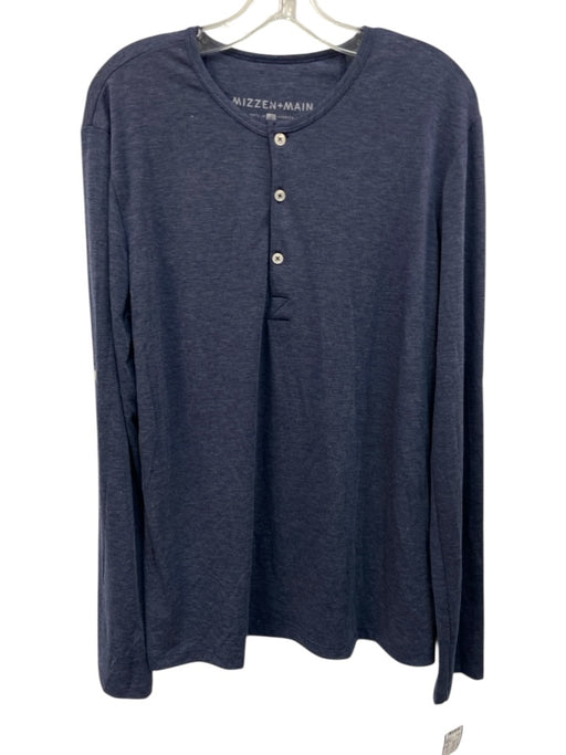 Mizzen + Main Size XL Blue Polyester Henley Men's Long Sleeve Shirt Blue / XL