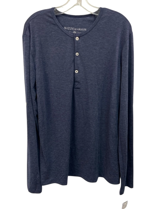 Mizzen + Main Size XL Blue Polyester Henley Men's Long Sleeve Shirt Blue / XL