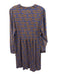 Boden Size 10 Navy & Brown Cotton & Tencel Long Sleeve Split Neck Dress Navy & Brown / 10