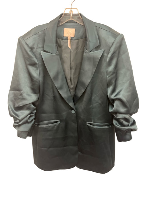 Cinq a Sept Size 12 Blue Green Triacetate & Polyester Long Sleeve Blazer Jacket Blue Green / 12