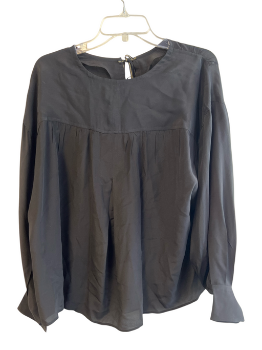 Isabel Marant Etoile Size 40 Black Silk Round Neck Tie Front Long Sleeve Top Black / 40