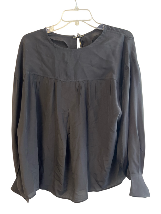 Isabel Marant Etoile Size 40 Black Silk Round Neck Tie Front Long Sleeve Top Black / 40