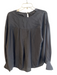 Isabel Marant Etoile Size 40 Black Silk Round Neck Tie Front Long Sleeve Top Black / 40