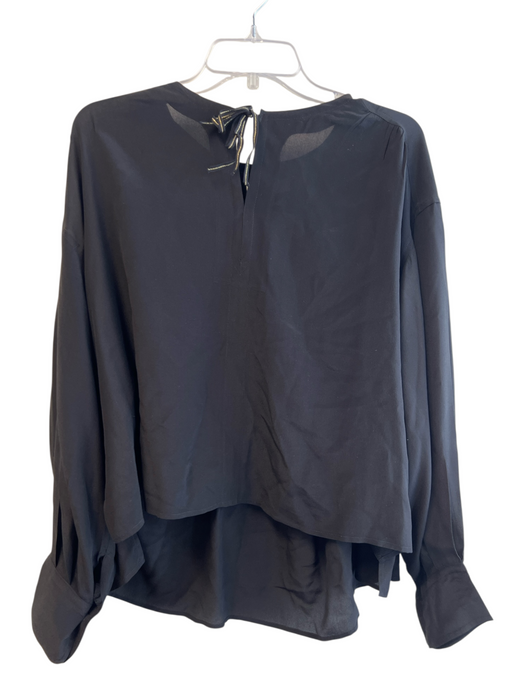 Isabel Marant Etoile Size 40 Black Silk Round Neck Tie Front Long Sleeve Top Black / 40