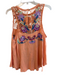 Free People Size M Orange Lyocell & Linen Round Neck Sleeveless Lace Detail Top Orange / M