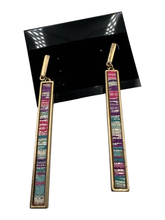 Kenneth Lane Gold Tone & Multi Metal Sticks Dangle Bar Post Back Earrings Gold Tone & Multi