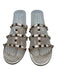 Valentino Shoe Size 36 Gold Leather 3 Strap Studded Round Toe Slide Sandals Gold / 36