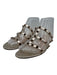 Valentino Shoe Size 36 Gold Leather 3 Strap Studded Round Toe Slide Sandals Gold / 36