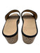 Chanel Shoe Size 38.5 Black, White & Tan Canvas & Leather Wood Base Slide Clogs Black, White & Tan / 38.5