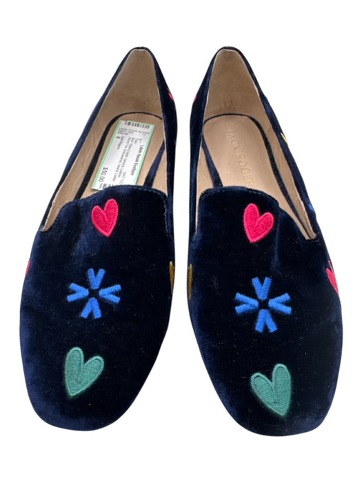 Jack Rogers Shoe Size 8 Blue, Yellow & Multi Velvet & Leather Round Toe Flats Blue, Yellow & Multi / 8