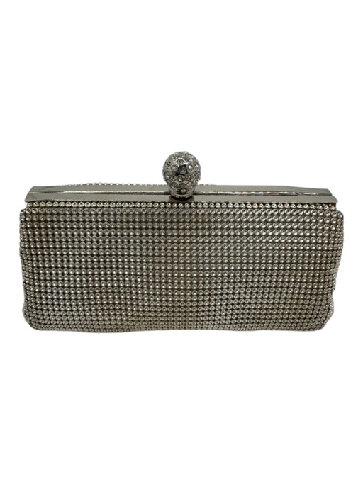 Whiting & Davis Silver Mesh Metallic Rhinestone Detail Chain Strap Bag Silver / Mini