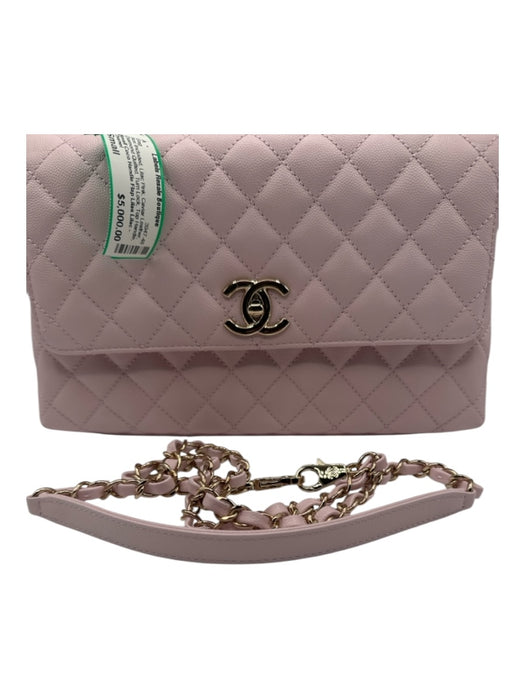 Chanel Lilac Pink Caviar Leather Diamond Quilted Turn Lock Top Handle flap Bag Lilac Pink / Small