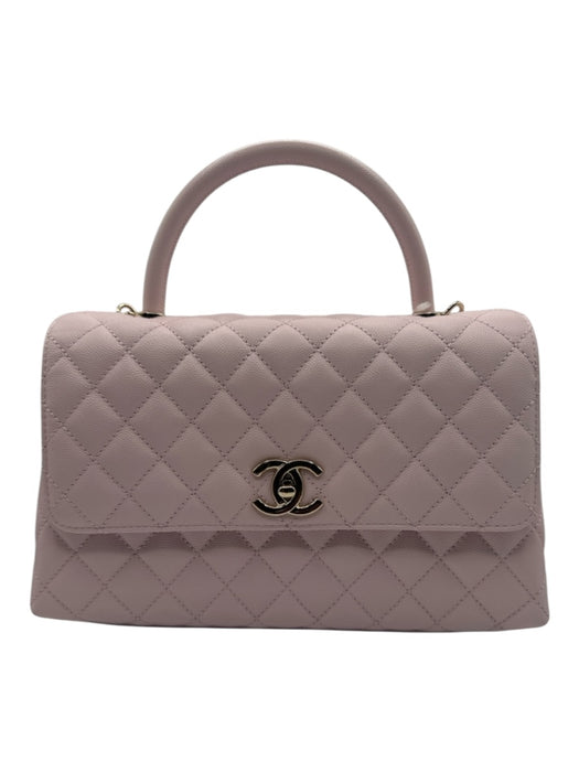 Chanel Lilac Pink Caviar Leather Diamond Quilted Turn Lock Top Handle flap Bag Lilac Pink / Small