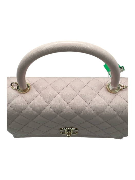 Chanel Lilac Pink Caviar Leather Diamond Quilted Turn Lock Top Handle flap Bag Lilac Pink / Small