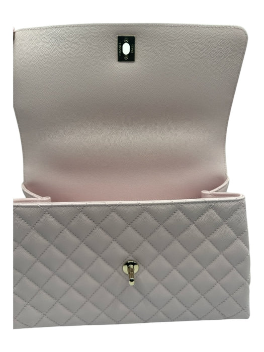 Chanel Lilac Pink Caviar Leather Diamond Quilted Turn Lock Top Handle flap Bag Lilac Pink / Small