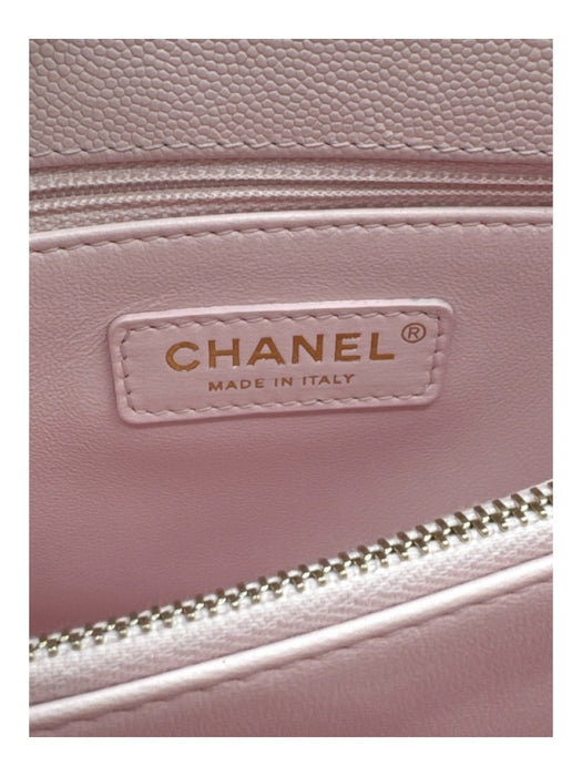 Chanel Lilac Pink Caviar Leather Diamond Quilted Turn Lock Top Handle flap Bag Lilac Pink / Small