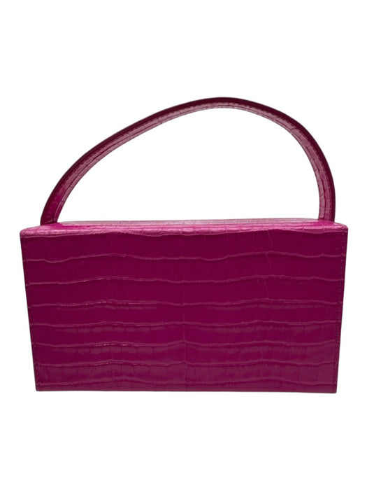 L' Afshar Pink & Clear Leather Croc Embossed Square Clear Chain Top Handle Bag Pink & Clear / Mini
