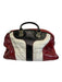 Gucci Red, Cream & Black Leather Patent Rolled Top Handles Bag Red, Cream & Black