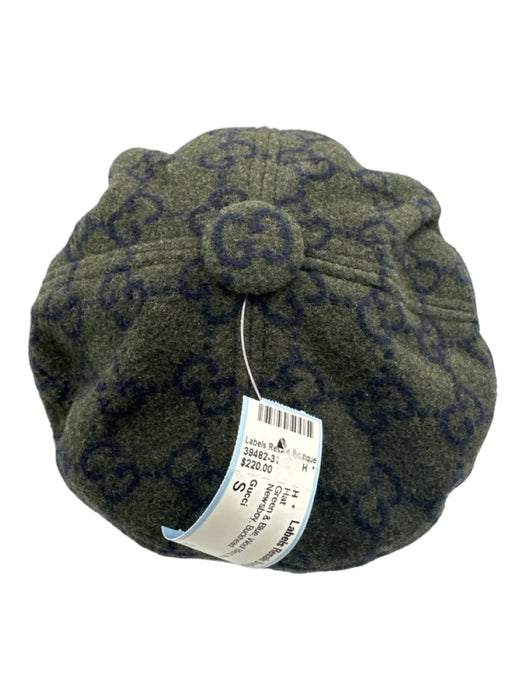 Gucci Green & Blue Wool Blend Monogram Newsboy Hat Green & Blue / S