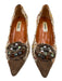 Moschino Shoe Size 36 Brown & Multi Leather Tweed Pointed Toe Pumps Brown & Multi / 36