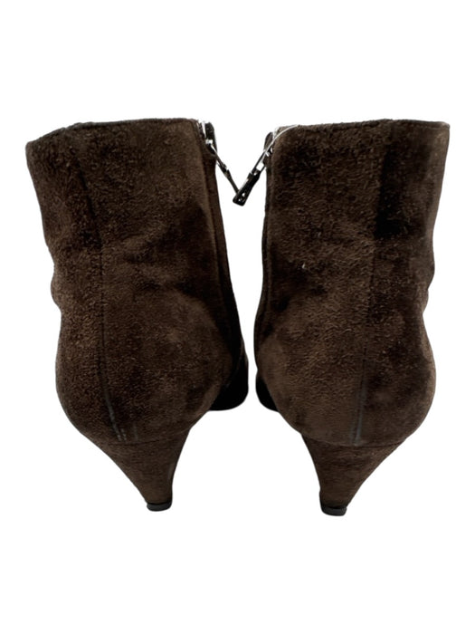 Prada Shoe Size 35.5 Brown Leather Suede Pointed Toe Kitten Heel Booties Brown / 35.5