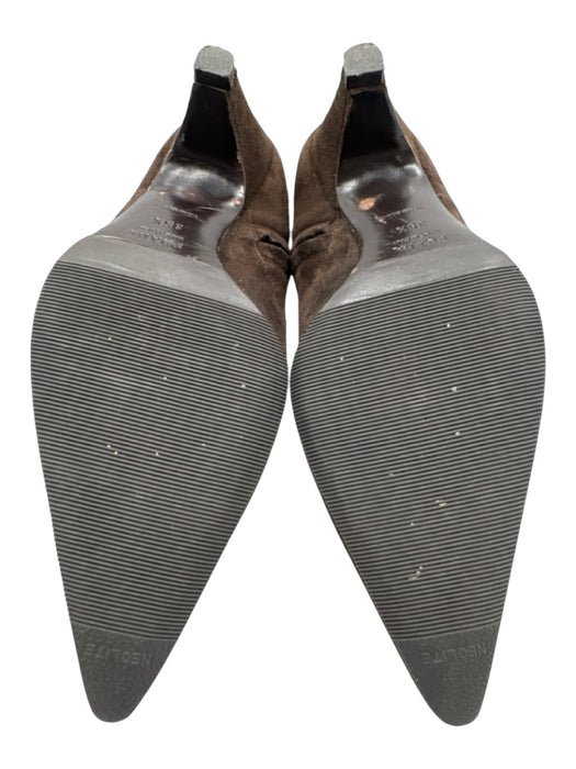 Prada Shoe Size 35.5 Brown Leather Suede Pointed Toe Kitten Heel Booties Brown / 35.5