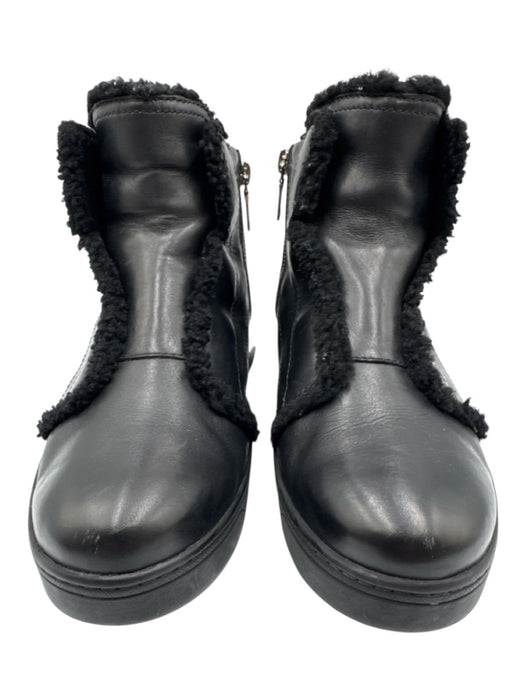 Prada Sport Shoe Size 36 Black Leather Fur lined Side Zip Sneakers Black / 36