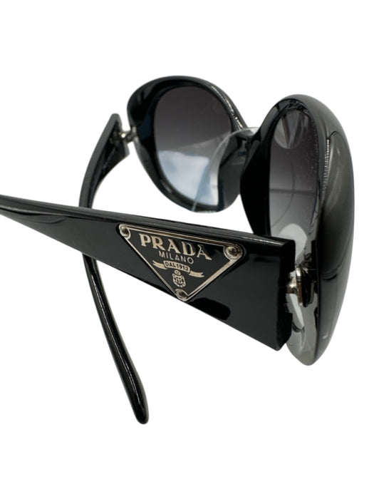 Prada AS IS Black Acetate Oversized butterfly round cc logo Sunglasses Black