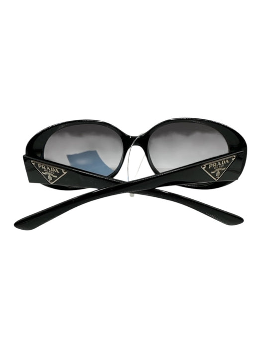 Prada AS IS Black Acetate Oversized butterfly round cc logo Sunglasses Black