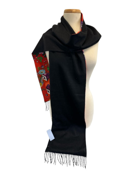 Gucci Red & Multi Silk & Cashmere Pockets Floral Fringe Rectangle scarf Red & Multi