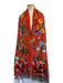 Gucci Red & Multi Silk & Cashmere Pockets Floral Fringe Rectangle scarf Red & Multi