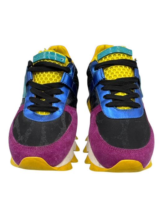 Dolce & Gabbana Shoe Size 36.5 Purple, Yellow, Blue Leather Upper Mesh Sneakers Purple, Yellow, Blue / 36.5