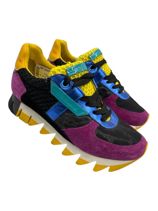 Dolce & Gabbana Shoe Size 36.5 Purple, Yellow, Blue Leather Upper Mesh Sneakers Purple, Yellow, Blue / 36.5
