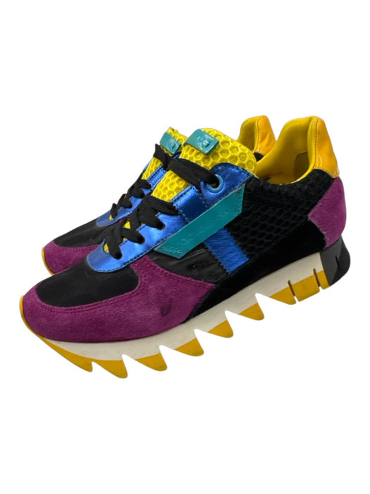 Dolce & Gabbana Shoe Size 36.5 Purple, Yellow, Blue Leather Upper Mesh Sneakers Purple, Yellow, Blue / 36.5