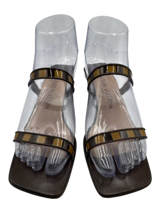 Louis Vuitton Shoe Size 36 Mixed Brown Leather Square Toe Checkered Pumps Mixed Brown / 36