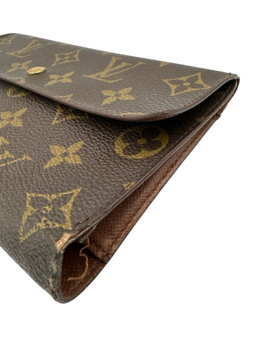 Louis Vuitton Mixed Brown Coated Canvas Snap Button Monogram Card Slots Wallets Mixed Brown